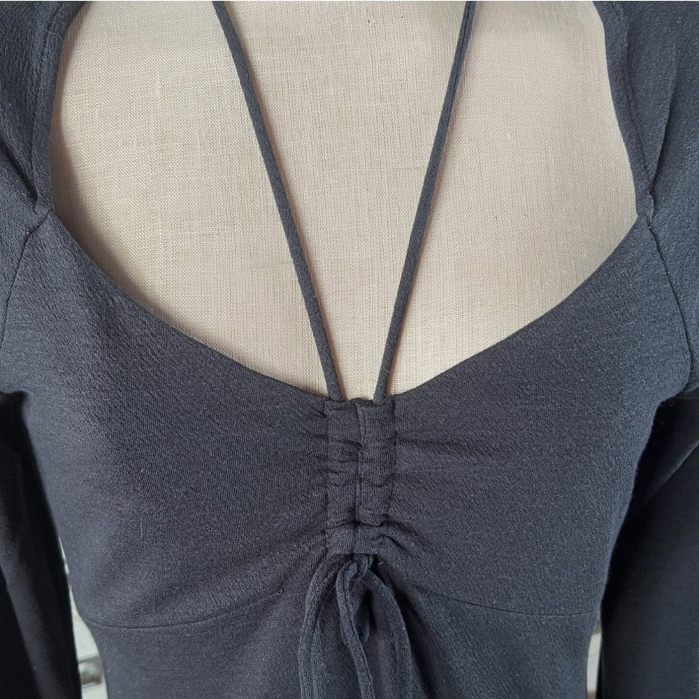 Anthropologie Tie-Front Fitted Midi Dress Small - Picture 6 of 10